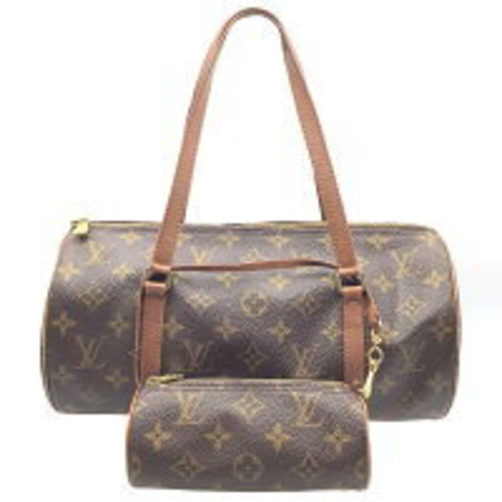 LOUIS VUITTON Papillon Monogram Canvas Leather Handbag Brown